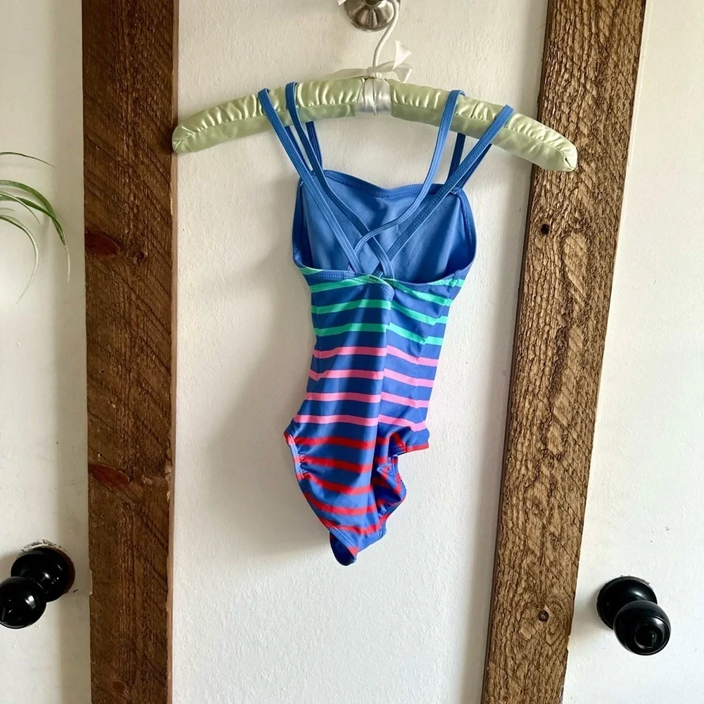 GAP Kids Girls Swimsuit Ruche One-Piece Striped Swimsuit XS